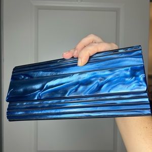 Blue acrylic marble clutch